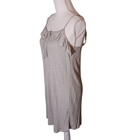 NEW Anthropologie‎ Maronie Light Gray Sleeveless Ruffle Tie Mini Dress S - Picture 5 of 11